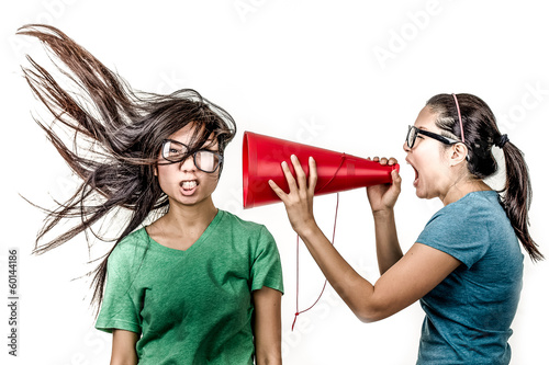 Asian woman yelling