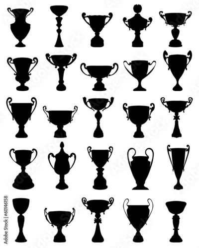 Black silhouettes of different trophies, vector illustration