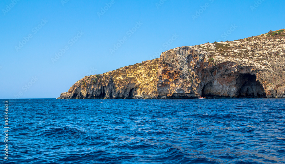 Blue Grotto caverns in the Malta coastline
