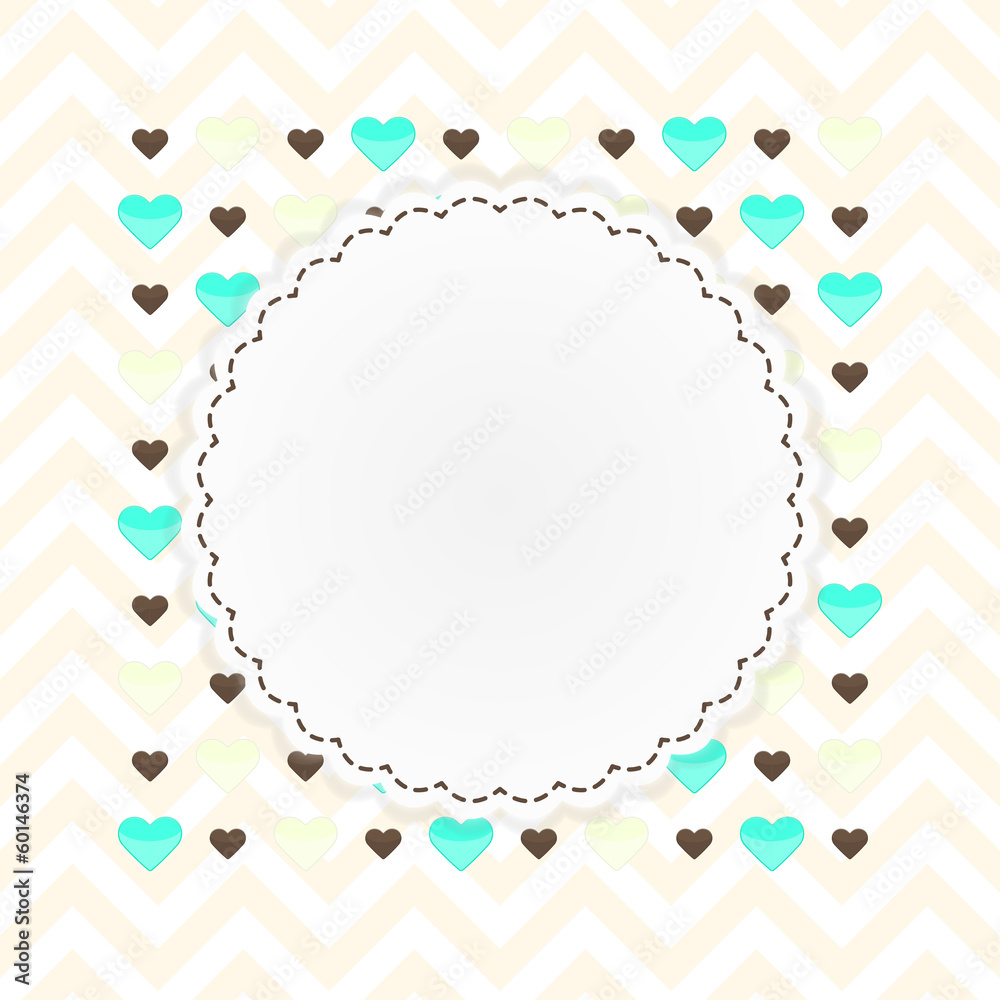 Valentine greeting card with hearts on a yellow background Valentine greeting card with hearts on a yellow background