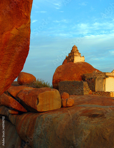 Malyavanta Raghunath Temple on top of rock in Hampi, India photo