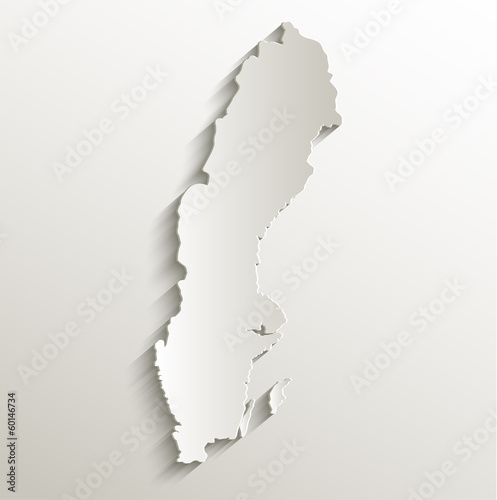 Sweden map card paper 3D natural