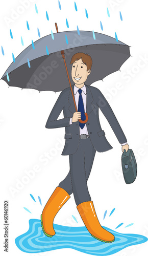 Businessman with an umbrella