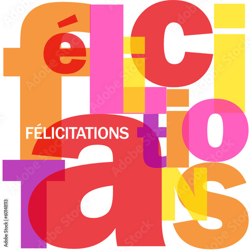 Mosaïque de Lettres "FELICITATIONS" (carte voeux bravo message)