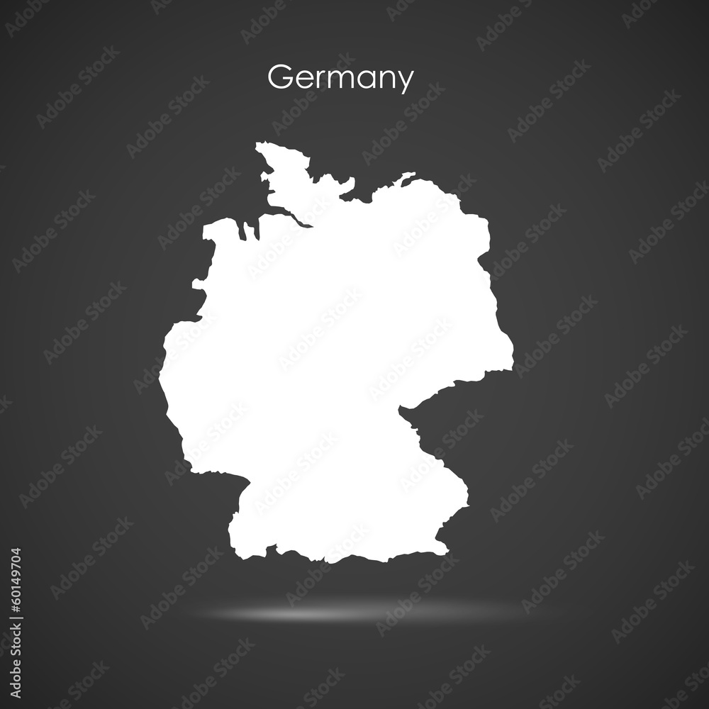 Silhouette of Germany over grey background