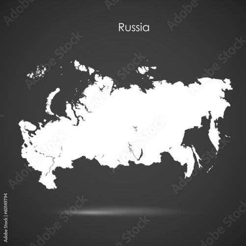 Silhouette of Russia over grey background