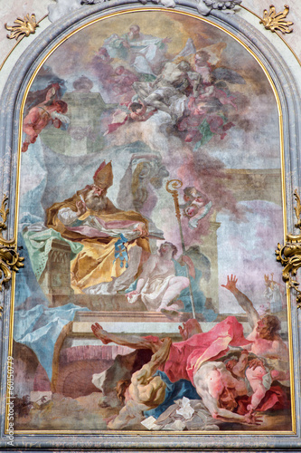 Jasov - Baroque side altar and panit of st. Augustine