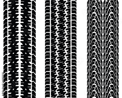 Set of detailed tire prints illustration, vector