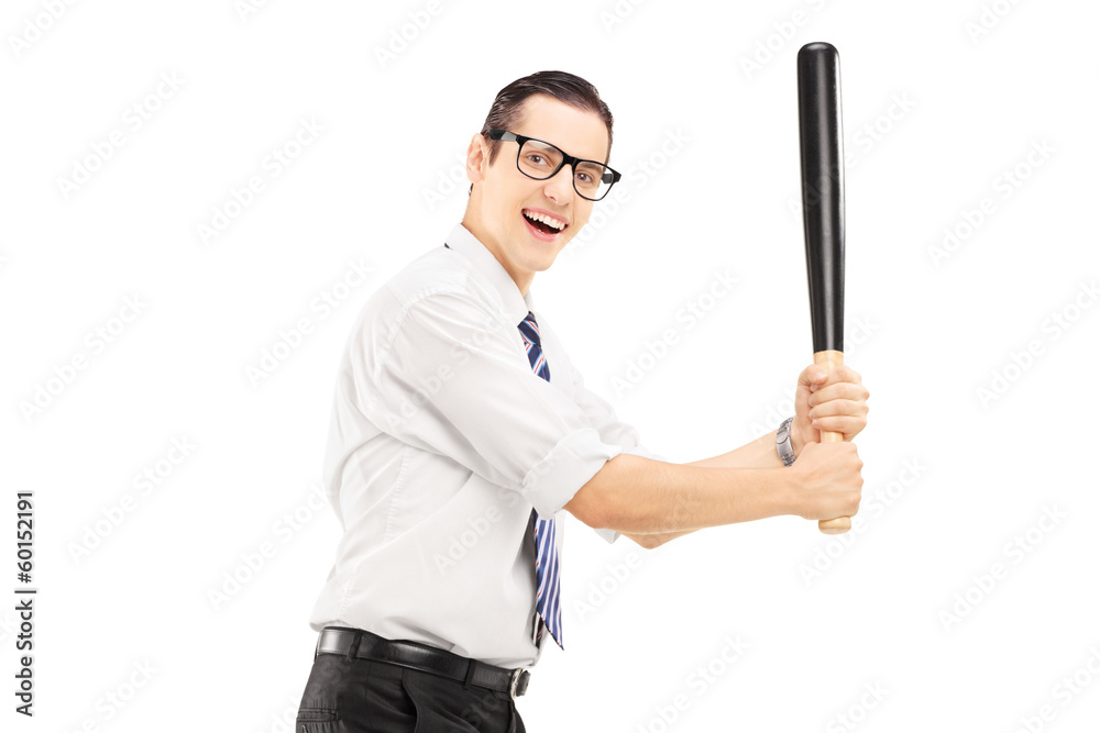 Person with a baseball bat prepared to strike Person with a baseball bat prepared to strike