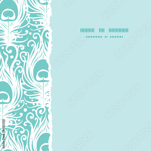 Soft peacock feathers vector square torn seamless pattern