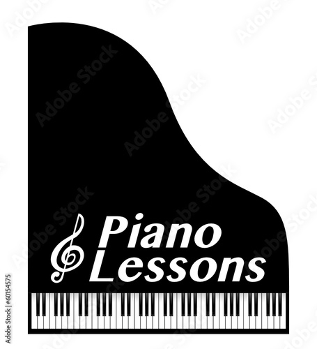 piano lessons poster, with musical note