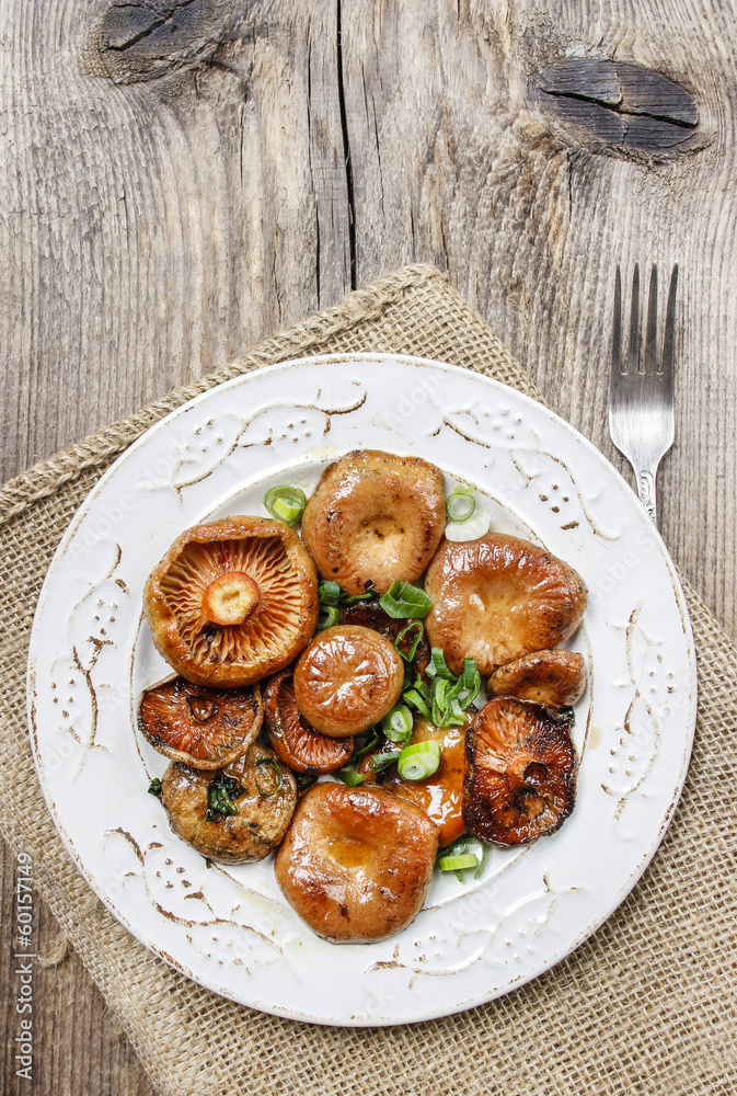 Saffron milk cap mushrooms