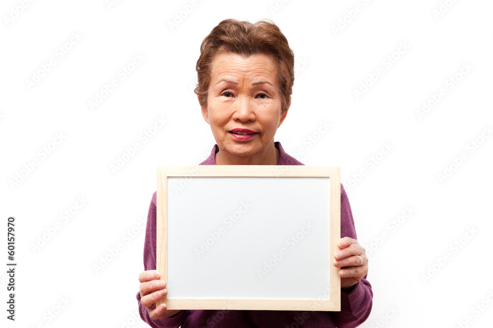 ホワイトボードと高齢の女性 ホワイトボードと高齢の女性
