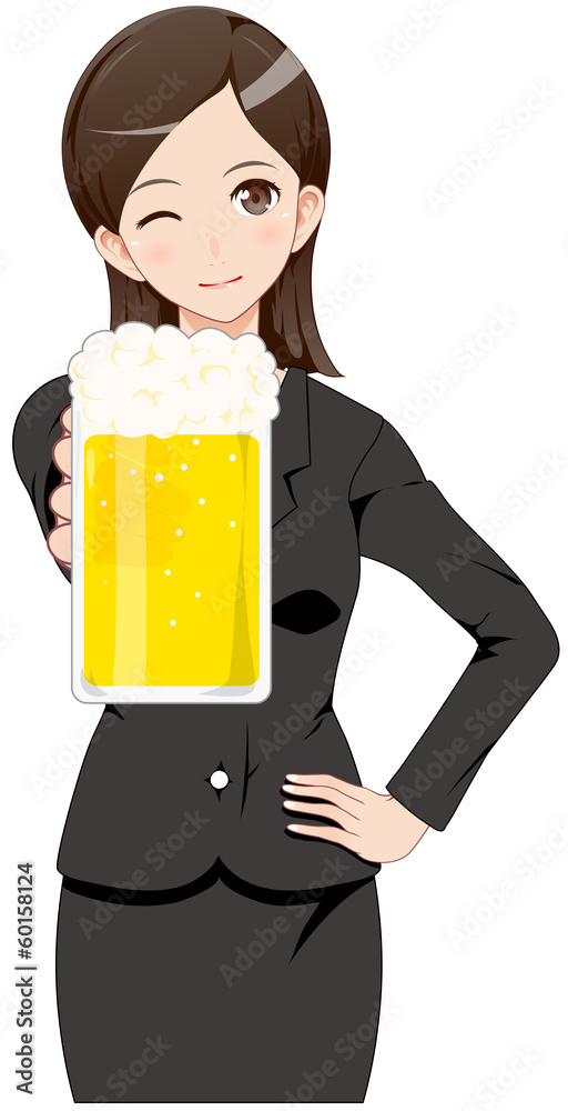 女性　ビール