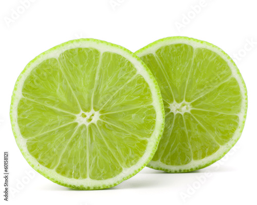 Citrus lime fruit half isolated on white background cutout