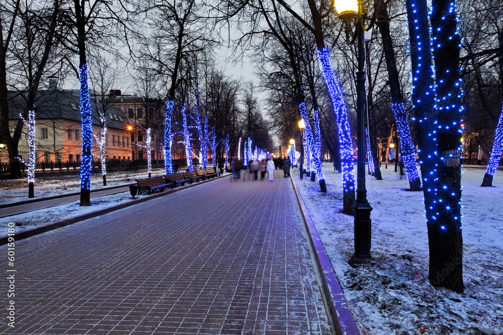 night illumination of Moscow boulevard