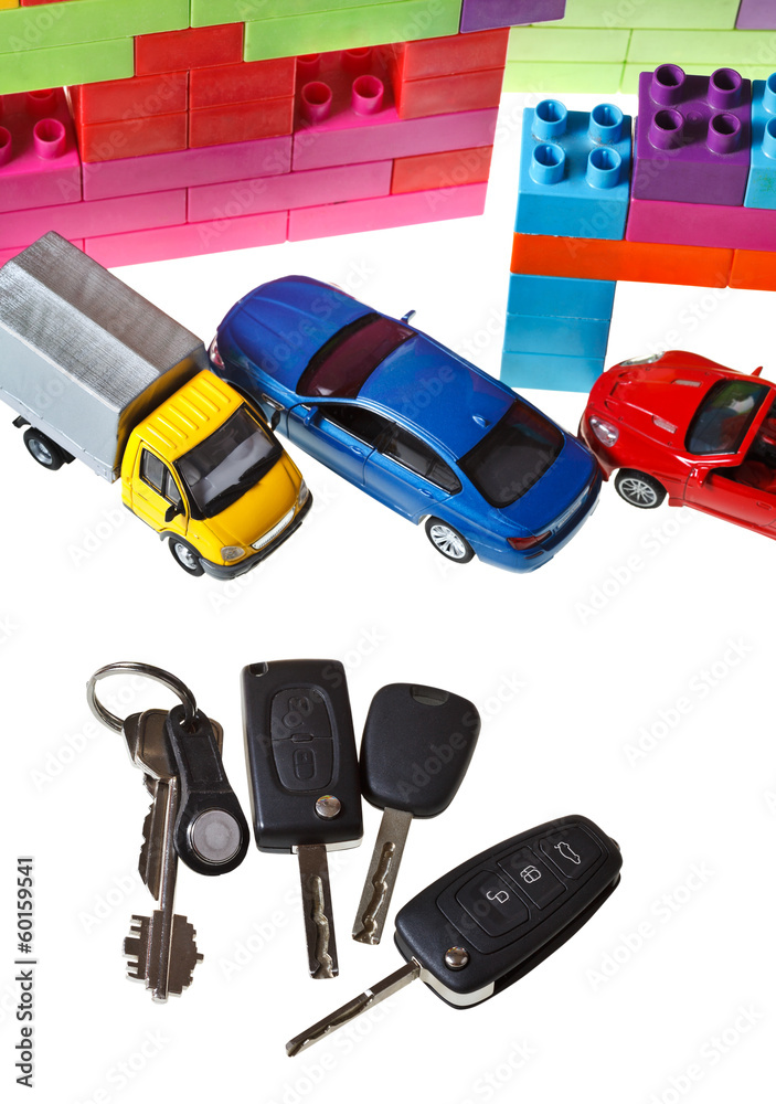 Naklejka premium keys, model car, plastic block house