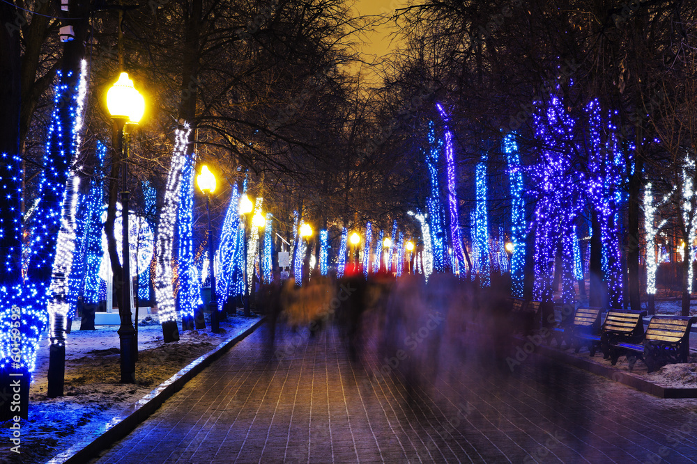 night illumination of Moscow boulevard