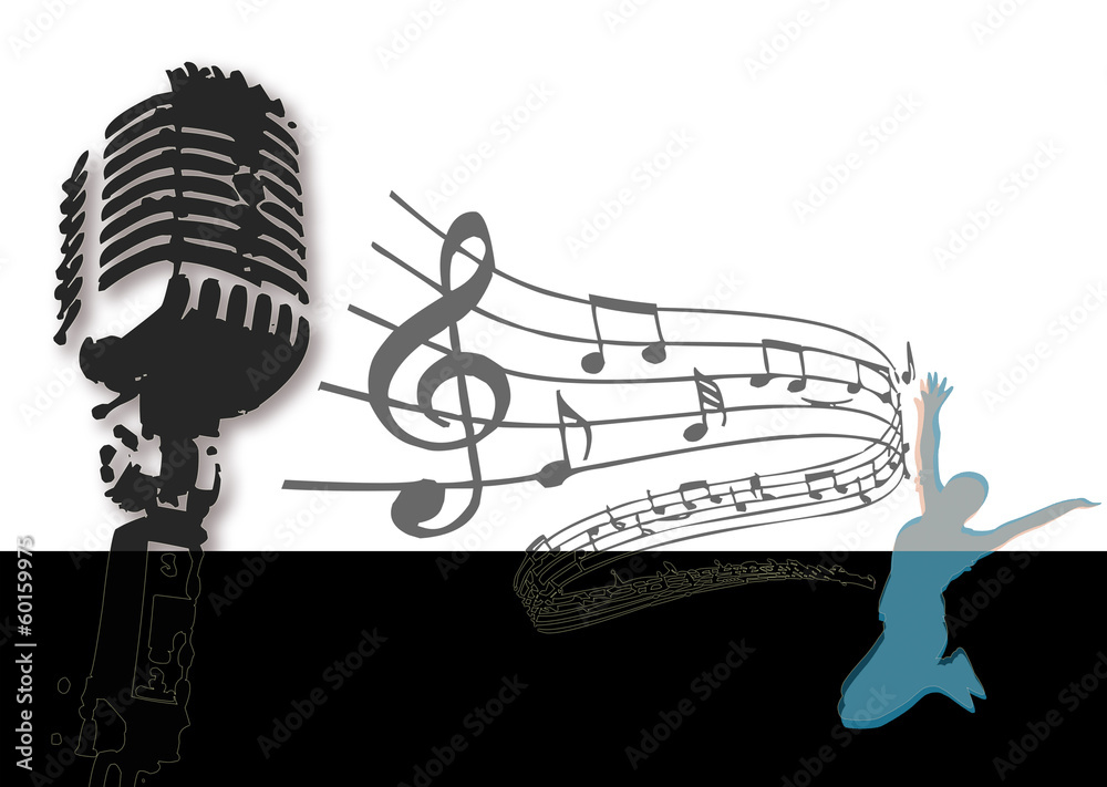 Fototapeta premium Notes de musique, micro Music