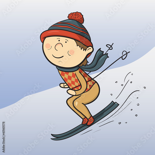 Vector cartoon skier