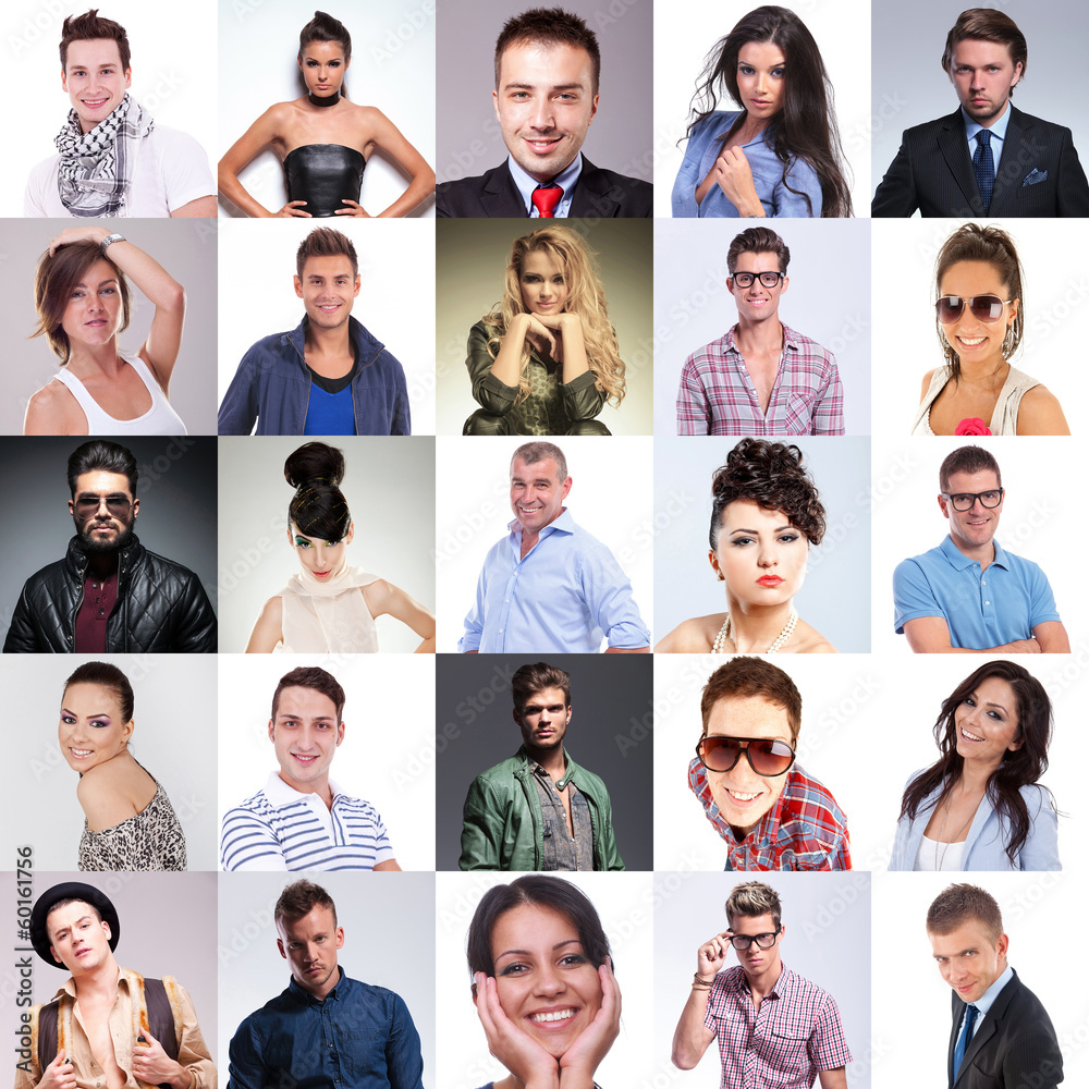 Fototapeta premium many people faces collage