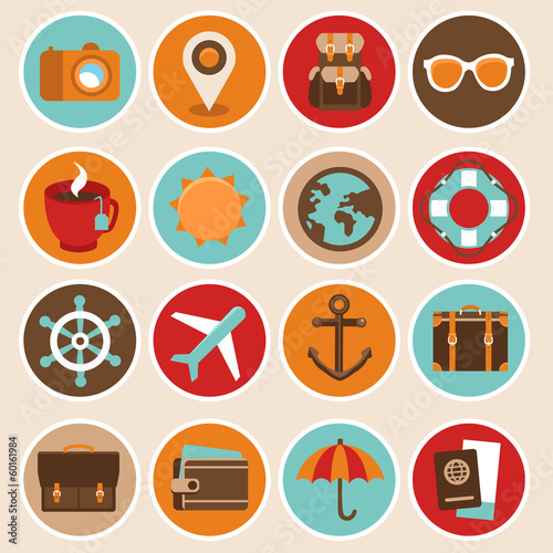 Vector travel and vacation icons