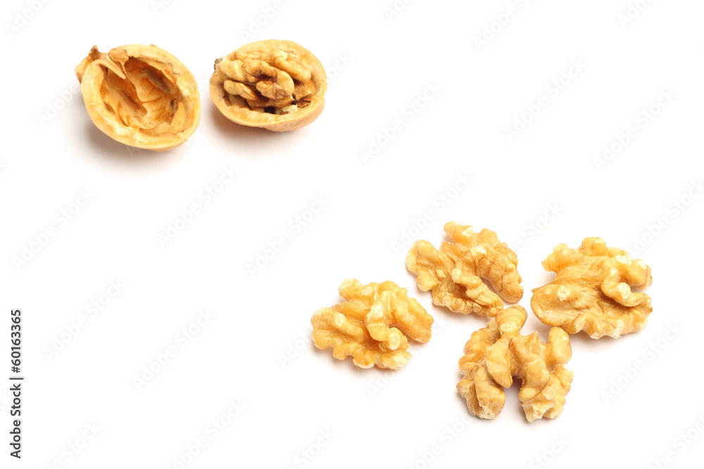 Walnuts on white background Walnuts on white background