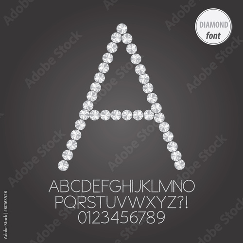 White Diamond Alphabet and Digit Vector