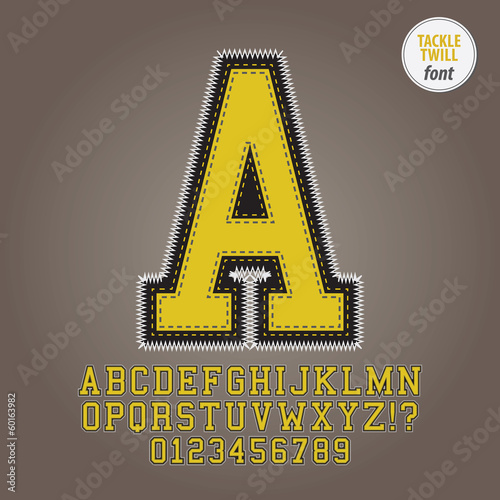 Yellow Tackle Twill Alphabet and Digit Vector