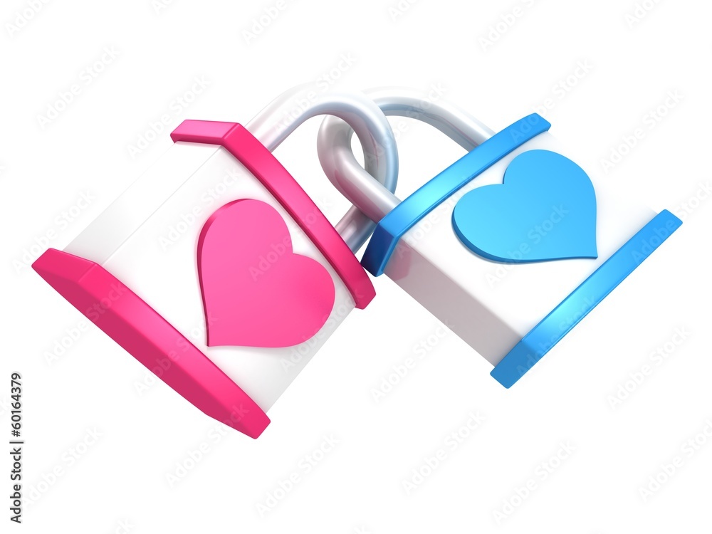 Valentine's Day couple of two padlocks heart symbols Valentine's Day couple of two padlocks heart symbols