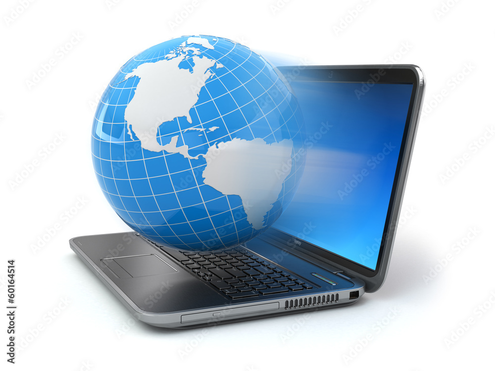 Internet concept. Laptop and earth. Internet concept. Laptop and earth.