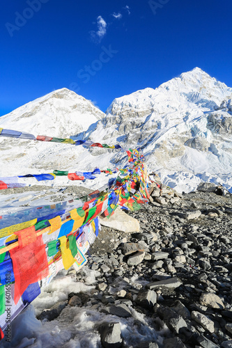 buddhism flag everest basecamp from nepal