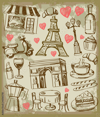 vector hand drawn paris illustration