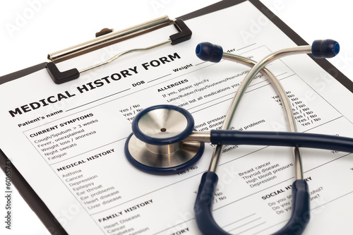 Wallpaper Mural Medical history form with stethoscope Torontodigital.ca