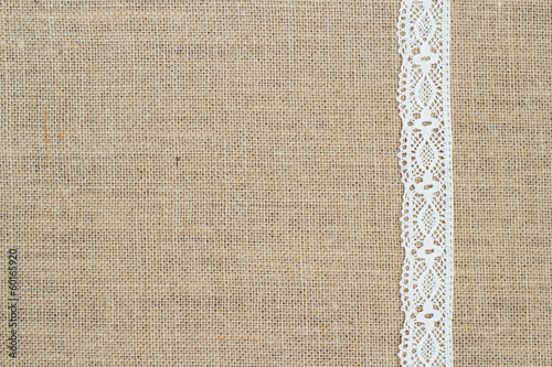 Burlap background with lace