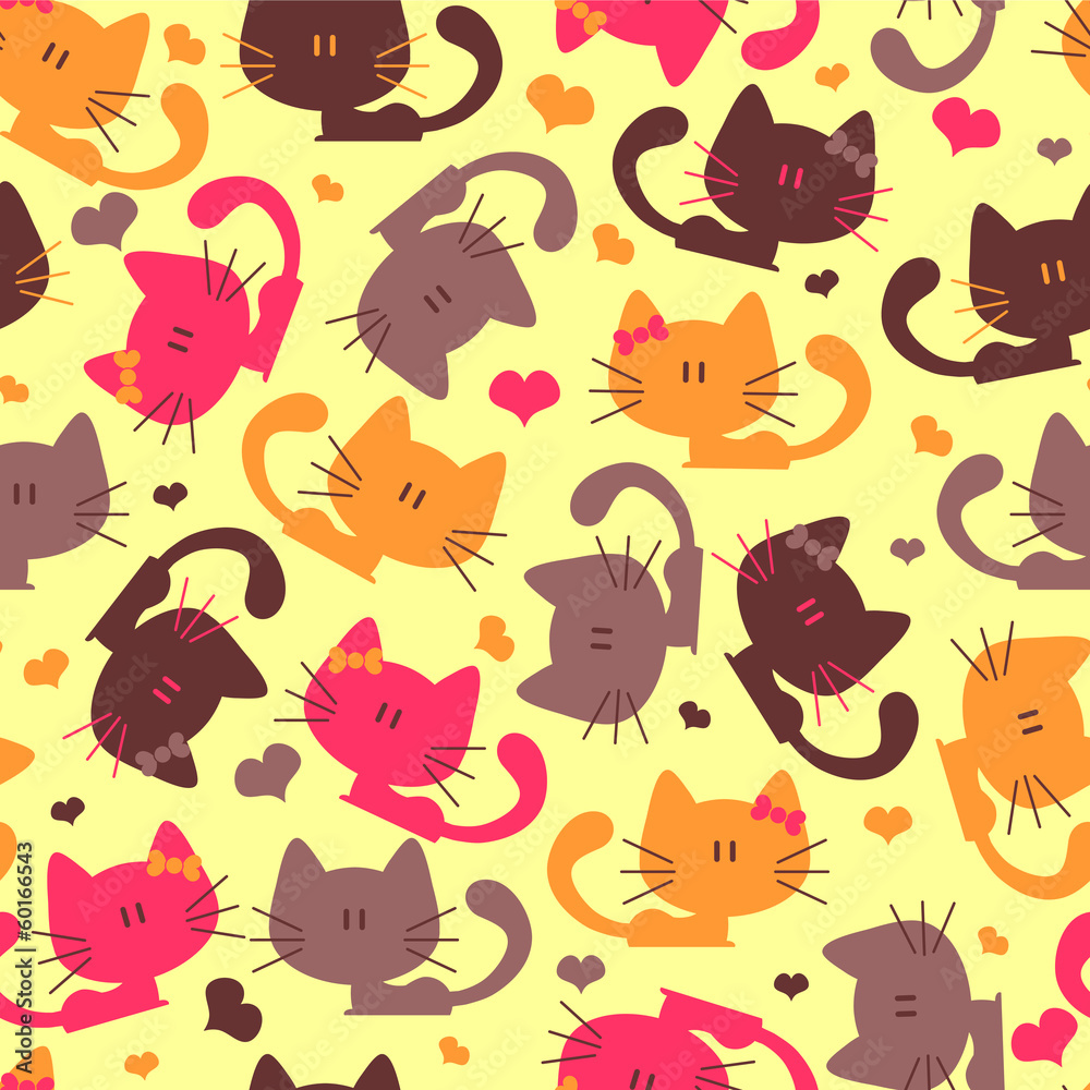 Seamless pattern with sweet little kittens Seamless pattern with sweet little kittens