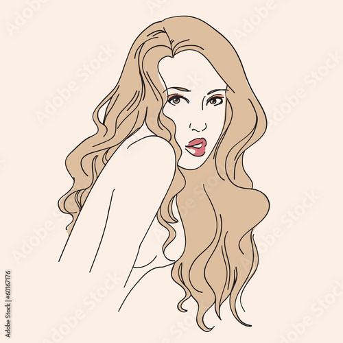 beautiful woman hand drawn vector illustration
