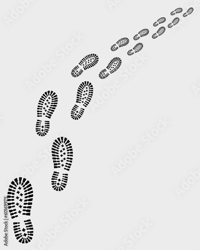 Trail of shoe prints, vector illustration