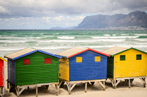 Colorful dressing huts on the beach