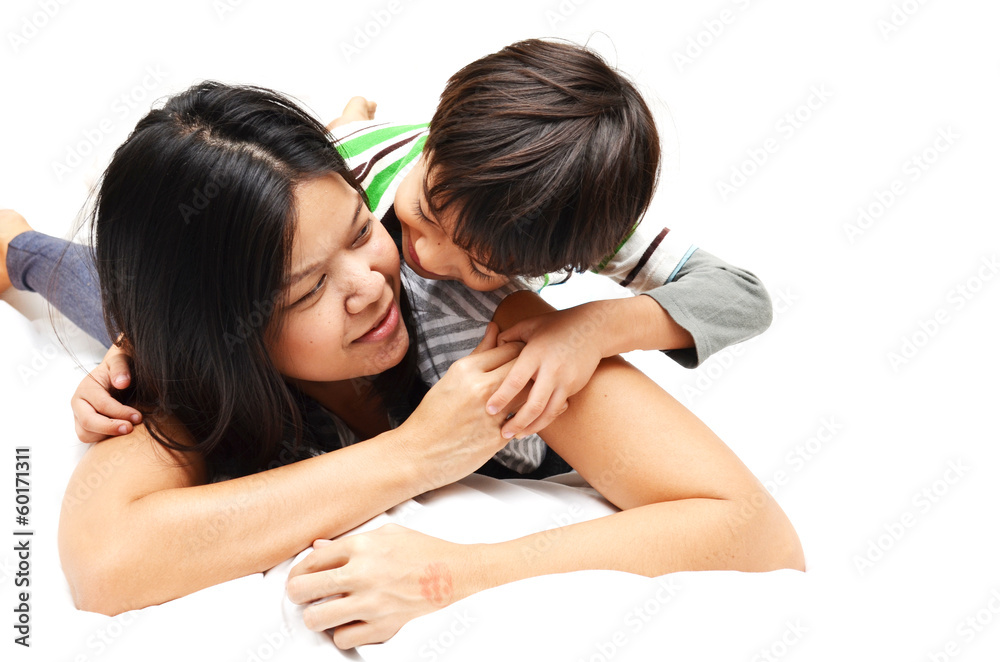Mother And Son Lying In Bed Together Mother And Son Lying In Bed Together