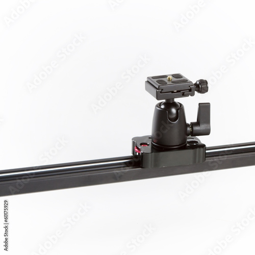 Studio shot of a linear camera slider on a white background