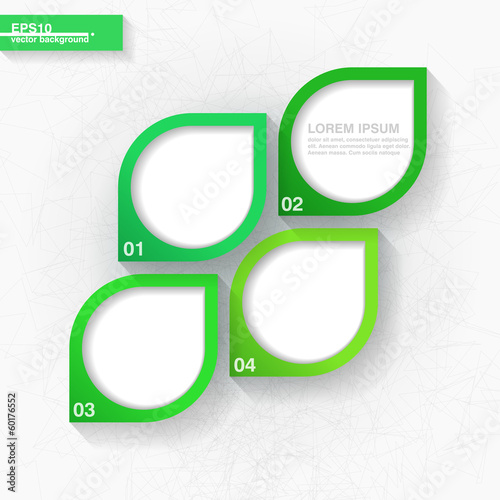 Infographic template with four green leaves labels. Eps10