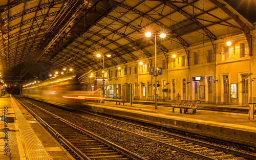 Regional train leaving Avignon station - France