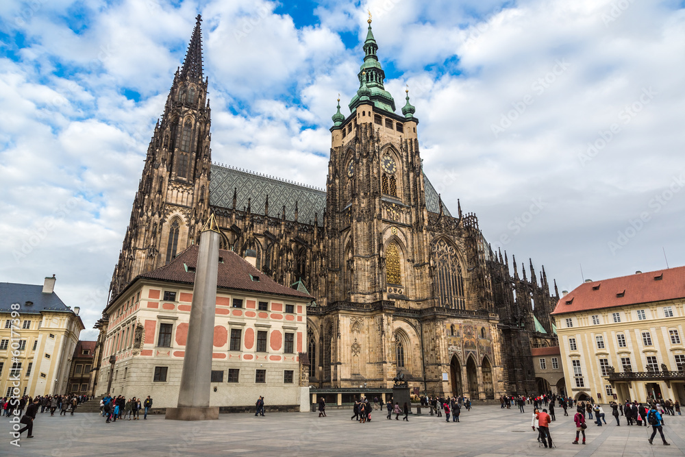 Naklejka premium The west facade of St. Vitus Cathedral in Prague (Czech Republic