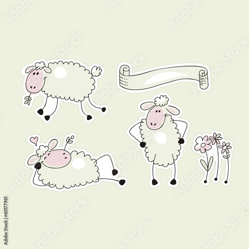 Happy sheep and banner