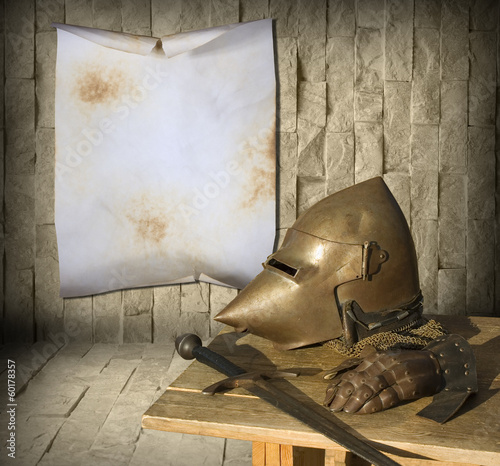 Knight armor and advertisement