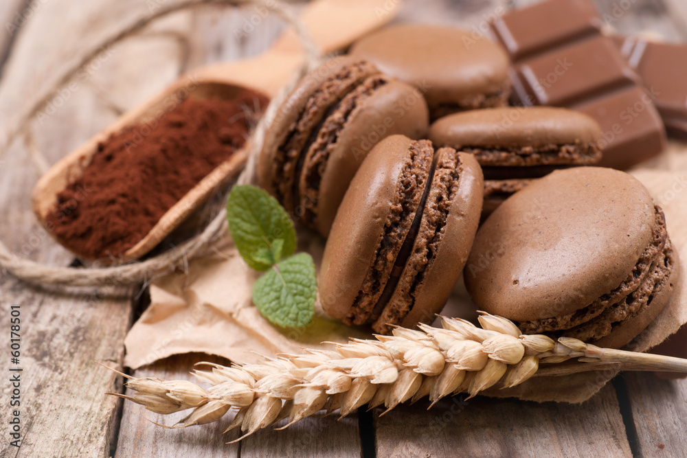 Macarons, Schokolade Macarons, Schokolade
