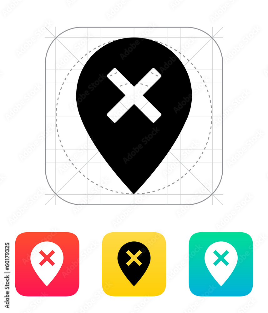 Fototapeta premium Delete map pin icon.