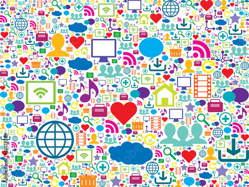 vector seamless pattern with social media and technology icons