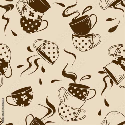 Seamless pattern of teacups